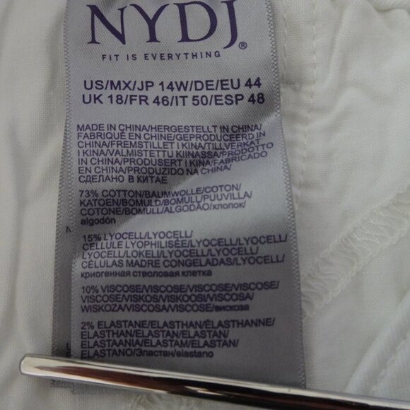 NYDJ Cropped Jeans Women's Plus Size 14W White Stretch Denim Marilyn Straight - Picture 12 of 13